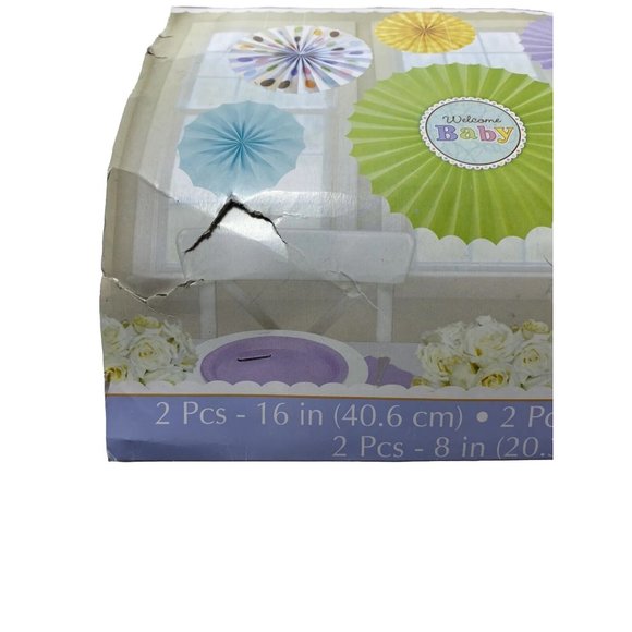 baby shower paper fan decorations 6pc set - Picture 4 of 7